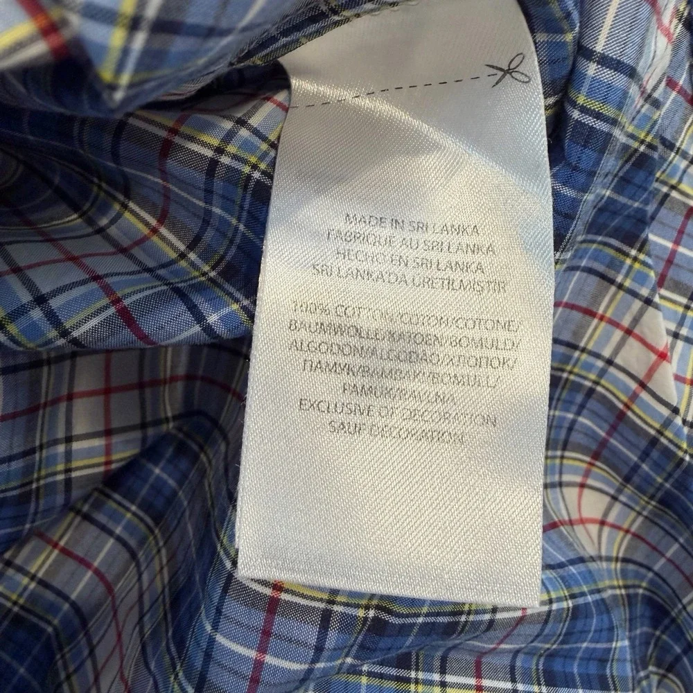 Ralph Lauren Blue Plaid‎ Long Sleeve Button Down Shirt Men Size 2XB 100% Cotton